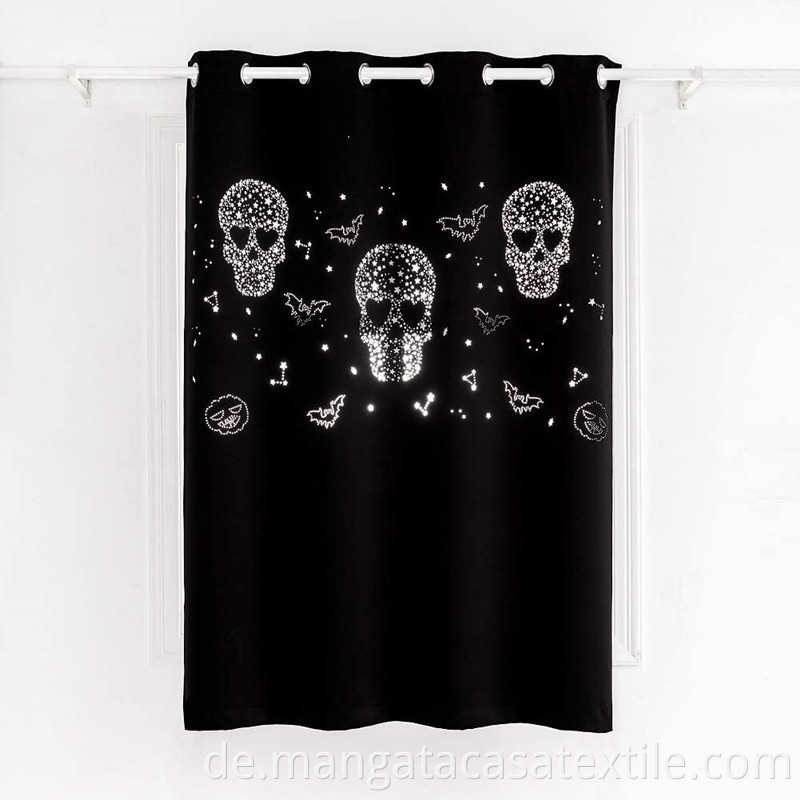 Skull Cutout Curtain Black